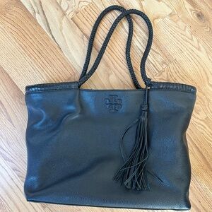 Tory Burch Large Taylor Leather Tote in Black with original dust bag